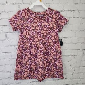 Okie Dokie Floral Kids Dress - Pink & Brown